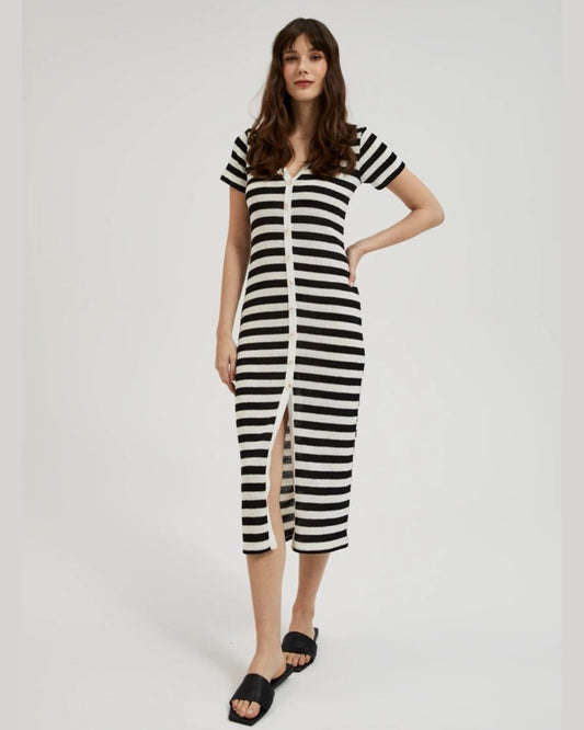 Vestido midi blanco y negro